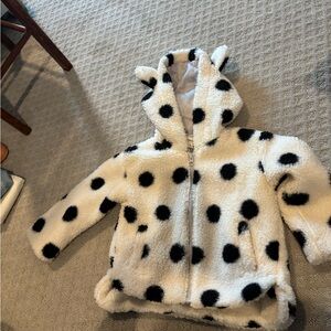 Tucker + Tate Fuzzy White Jacket with Black Dots